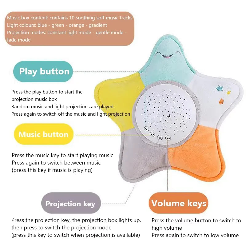 StarPlush – Suave y relajante: peluche con proyector de luz nocturna