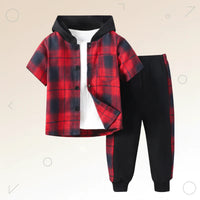 Thumbnail for Boys Checkered Outfit – Moderno y cómodo: conjunto de ropa infantil a cuadros
