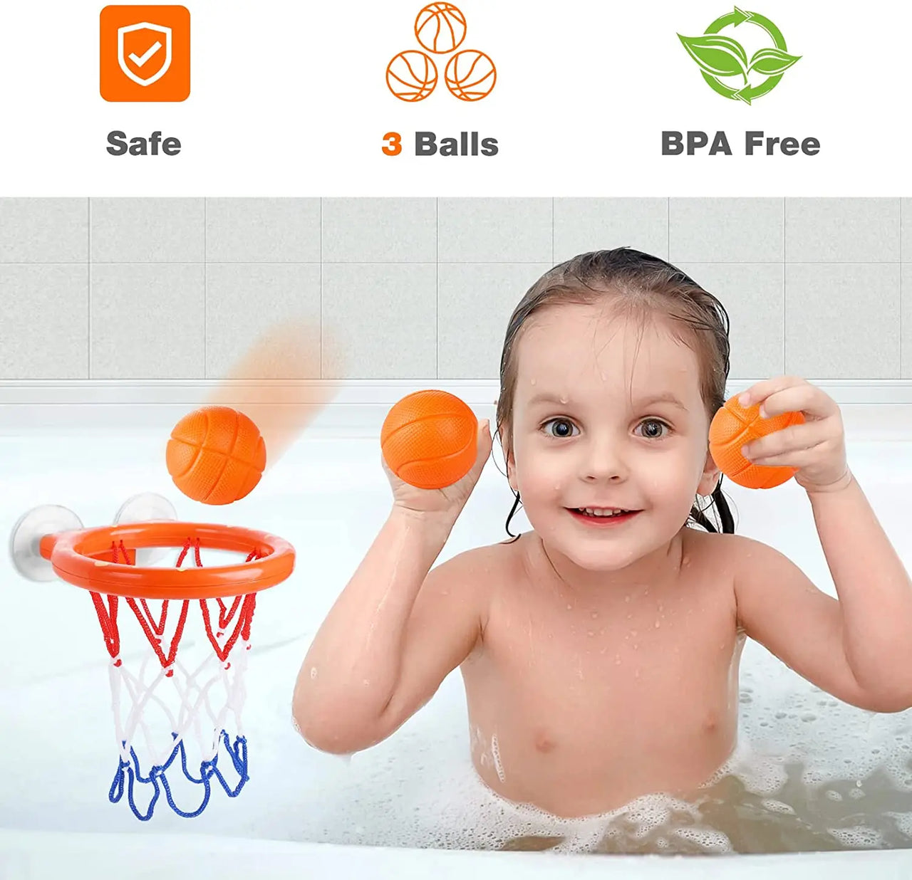 Bath Basketball™ – Diversión al salpicar – Set de baloncesto para el baño