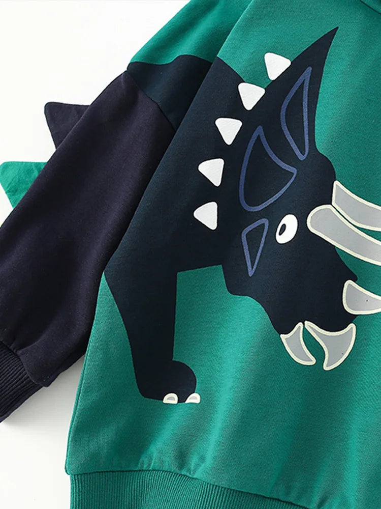 DinoStyle – Cálida y transpirable: sudadera con capucha con estampado de Triceratops