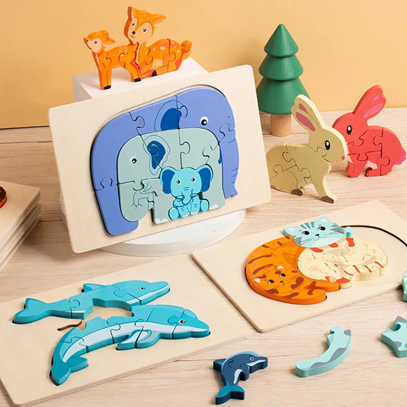 Animal Puzzle™ – Descubre y aprende – Puzzle de madera de dibujos animados