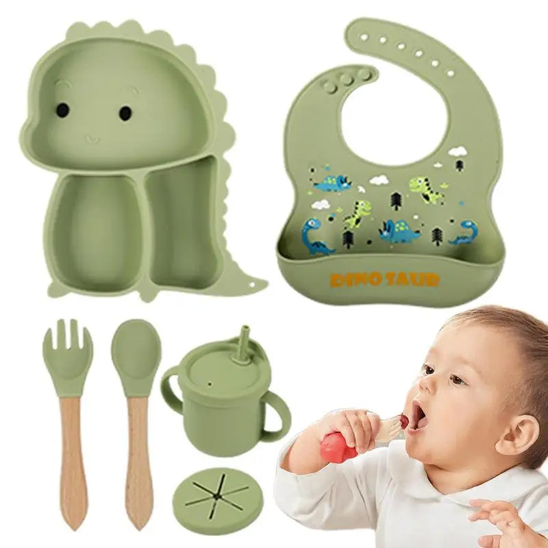 Dino Tablewear Set™ - Juego de 7 piezas - Vajilla de silicona Dino