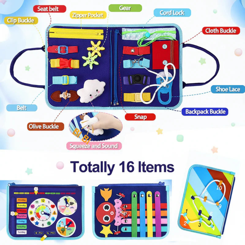 7-in-1 Busy Board – Motricidad y aprendizaje – Tablero de actividades