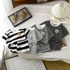 Kids Stripe Outfit – Moda y comodidad: conjunto infantil de verano