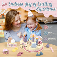 Thumbnail for Wooden Cake Cutting Toy – Creatividad y juegos de rol – Tarta de cumpleaños de madera