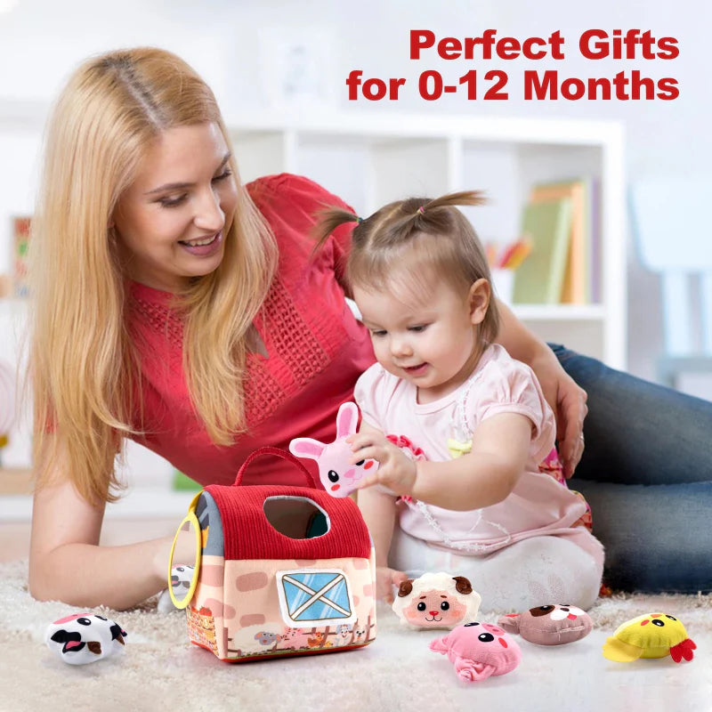 BabyBarn – Suave y de cuero – Granja con animales de peluche