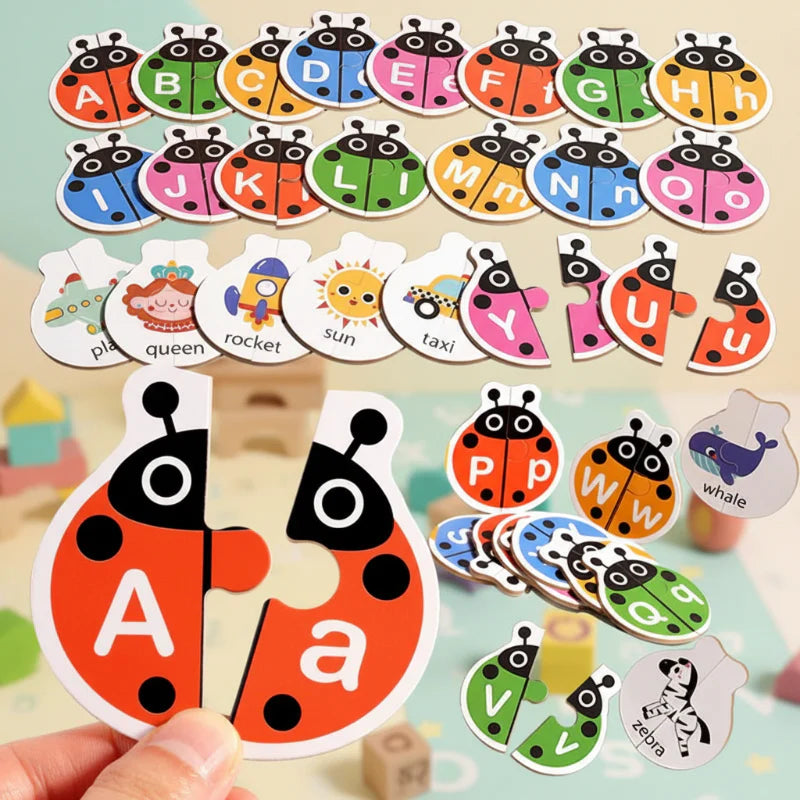 Wooden Letter Matching Game – Aprendizaje y juego – Rompecabezas del alfabeto