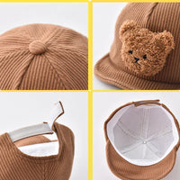 Thumbnail for Mini Fashion - Duro y adorable: gorra infantil de pana con osito
