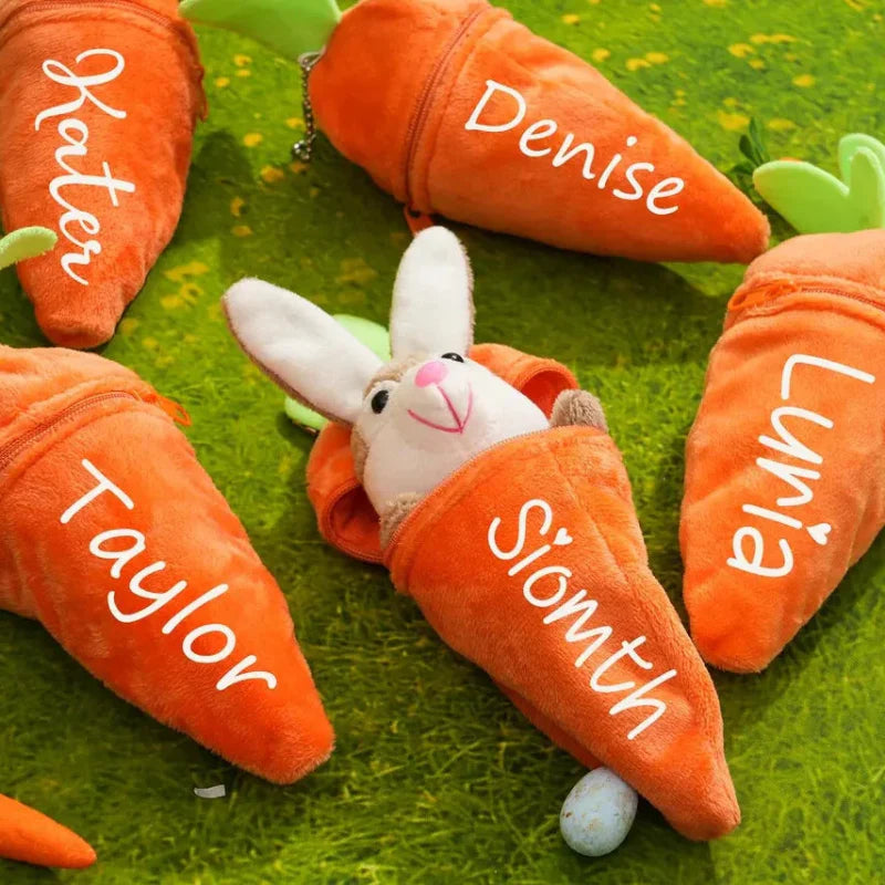 Personalized Bunny – El regalo de Pascua definitivo - Conejito de peluche con zanahoria y nombre