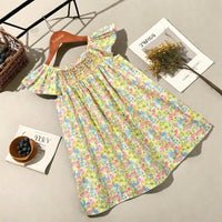 Thumbnail for Floral Dress – Ligero y vaporoso – Vestido de manga ondulada para niña