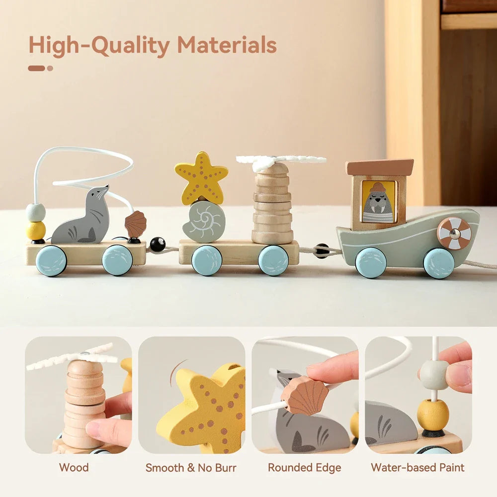 HappyTrain – Montessori & Fun – Set de trenes de madera