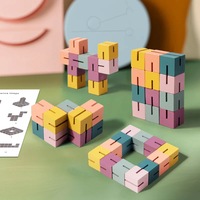 WoodCraft – Desafiante y educativo – Puzzle de bloques de construcción de madera en 3D