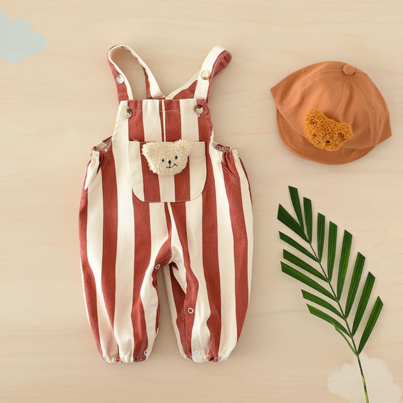 Striped Overall Romper – Suave y cómodo – Mono infantil