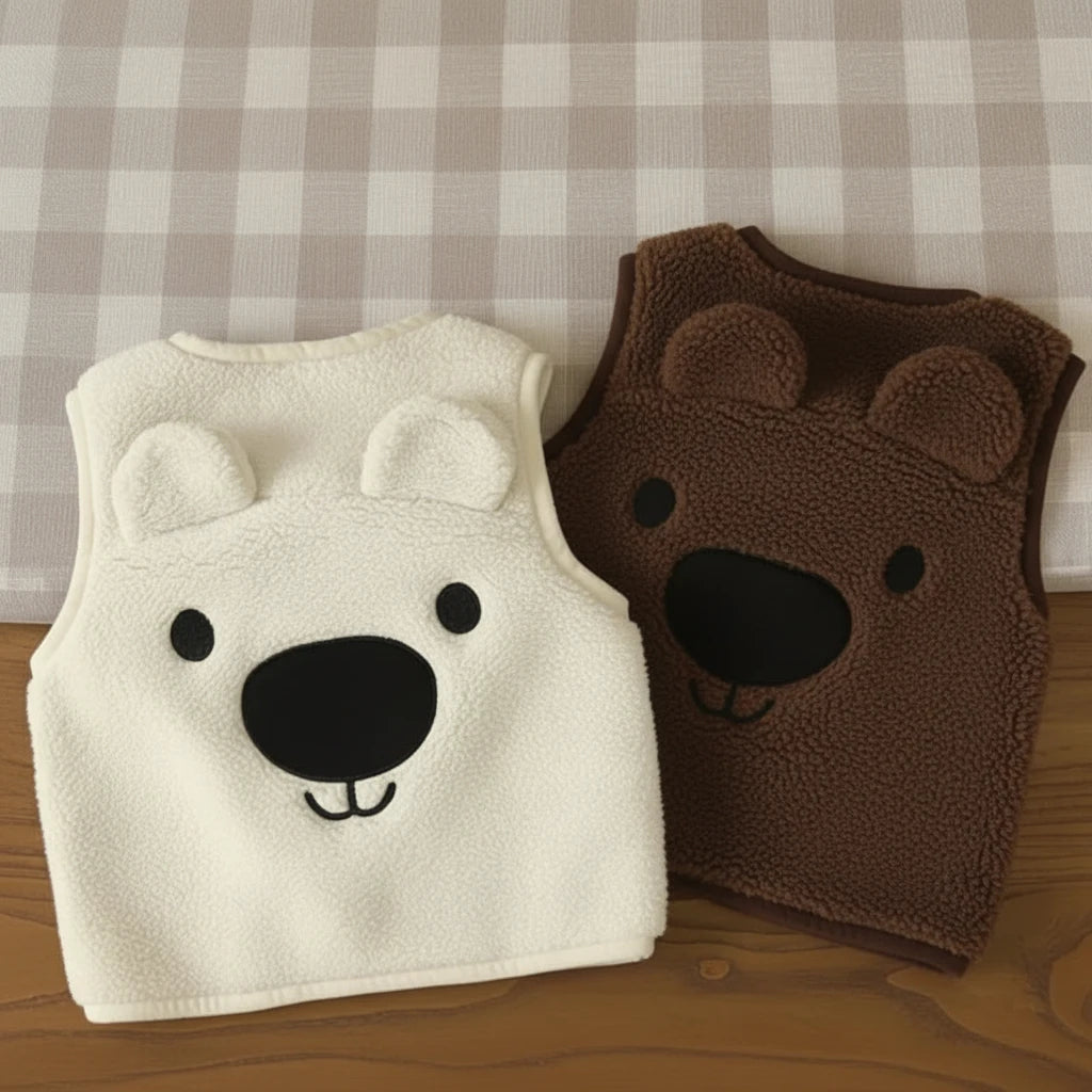 Baby Bear Fleece Vest – Cálido y suave – Chaleco infantil con ositos