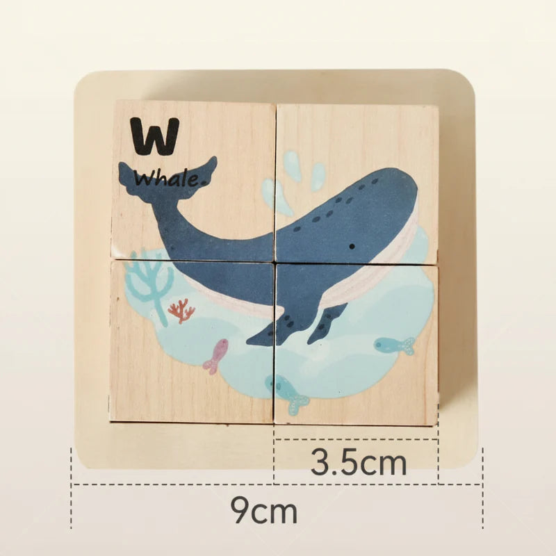 WoodMind – Creativo y educativo: rompecabezas de madera con animales Montessori 6 en 1