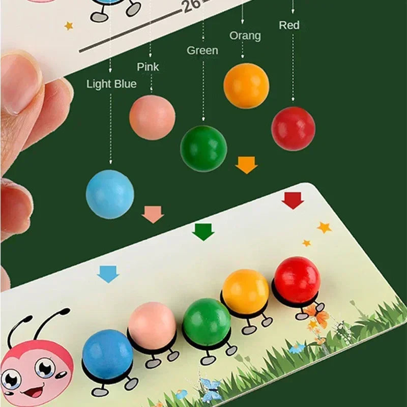 Wooden Clip Beads™ – Diversión con la oruga – Cuentas de colores