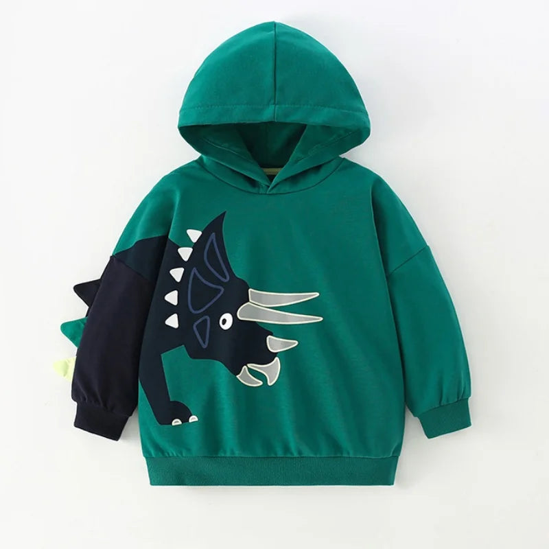 DinoStyle – Cálida y transpirable: sudadera con capucha con estampado de Triceratops