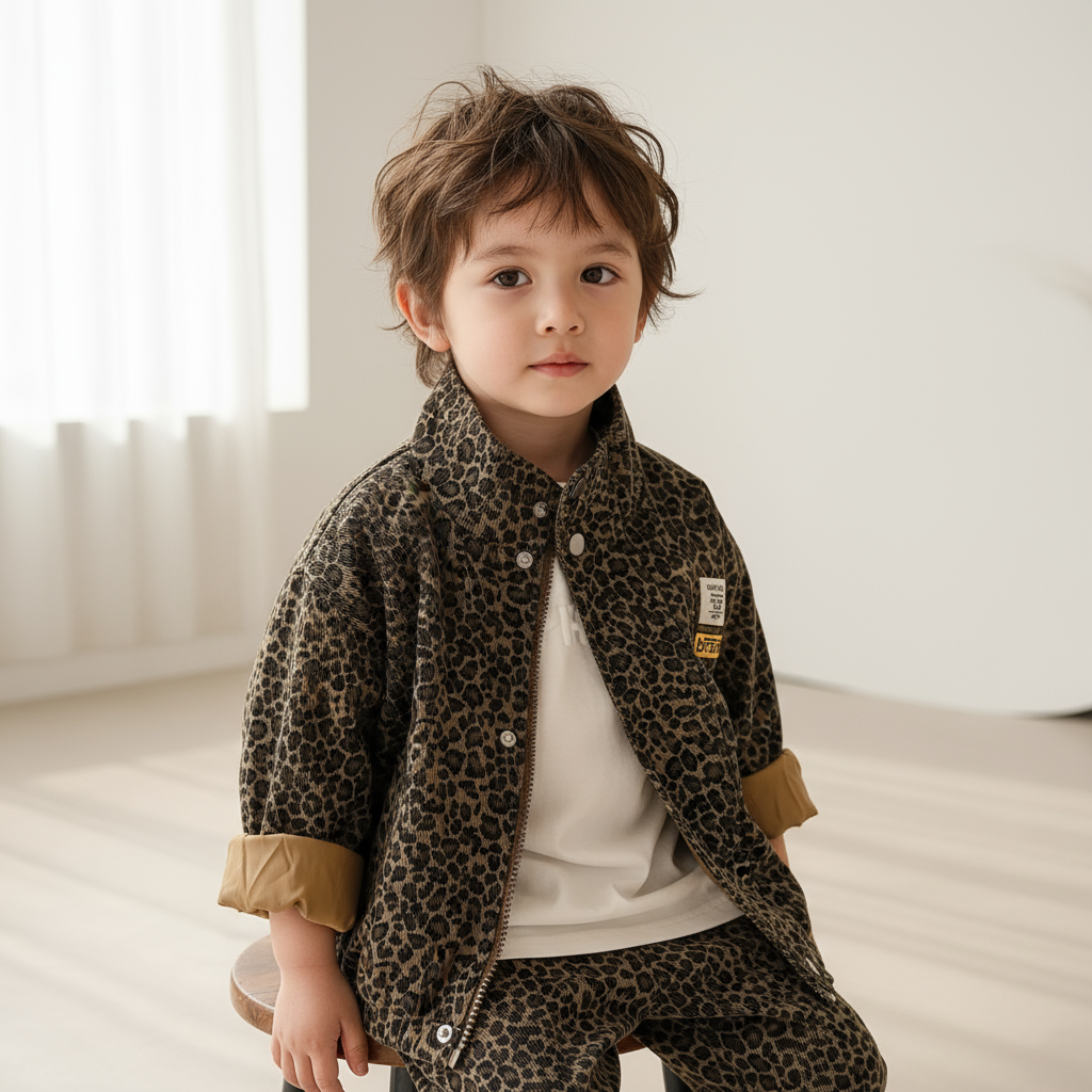 Mini Fashion – Resistente y cómoda: chaqueta con estampado de leopardo