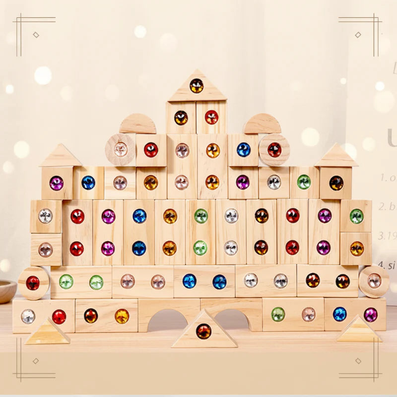 Rainbow Gem Stacking Blocks – Creativo y educativo: juego de bloques de madera para apilar