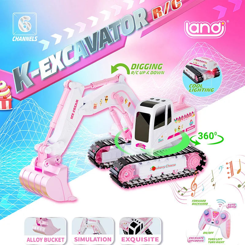 Pink Power Digger™ – Fiesta de excavación para niñas - Excavadora a control remoto