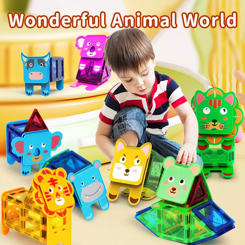 Animal Magnetic Building Blocks™ - Magnetic Building Magic - Bloques magnéticos de animales