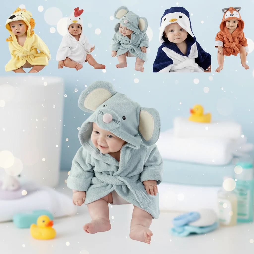 CozyNest – Suave y absorbente: albornoz con diseño de animales