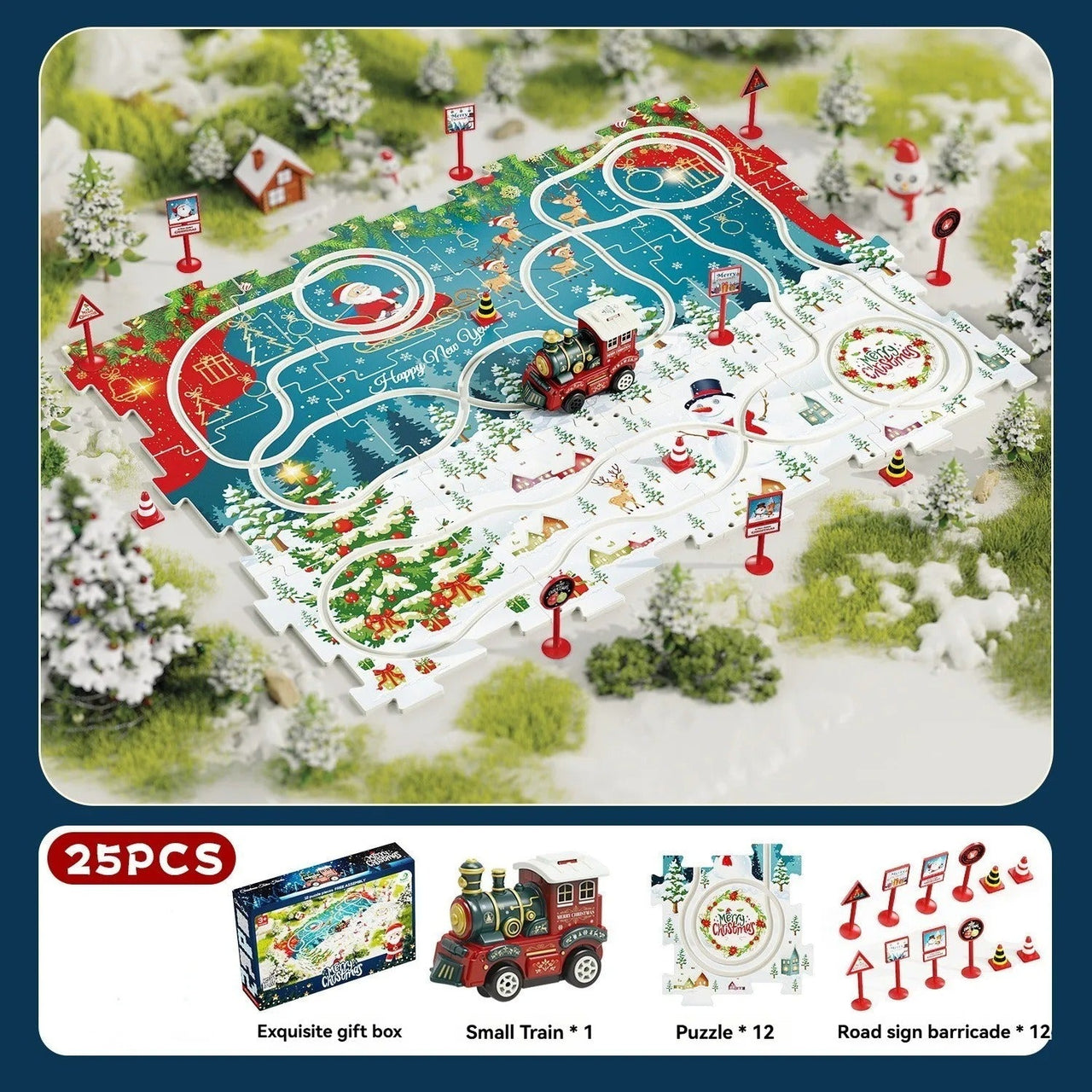 DIY Xmas Train Track™ - Construye tu propio país de las maravillas navideñas - Puzzle Tren de Navidad
